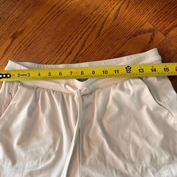 Rachel Zoe Cream White Wide Leg Drawstring Lounge Pants M Pockets Jersey Knit - Picture 9 of 11